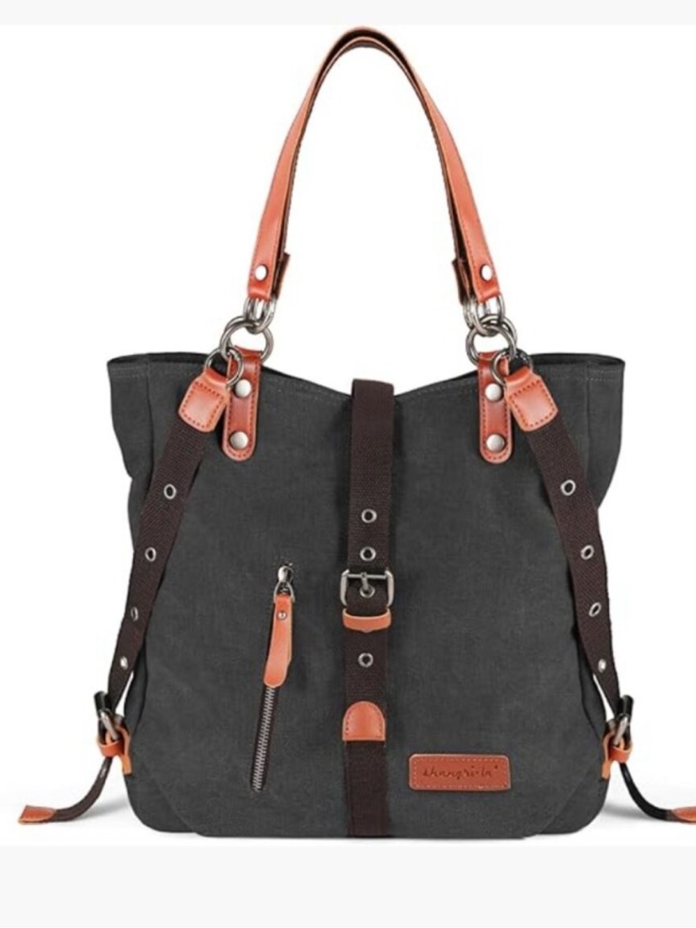 SHANGRI-LA Canvas Tote Casual Purse Shoulder Bag for Women Convertible Backpack